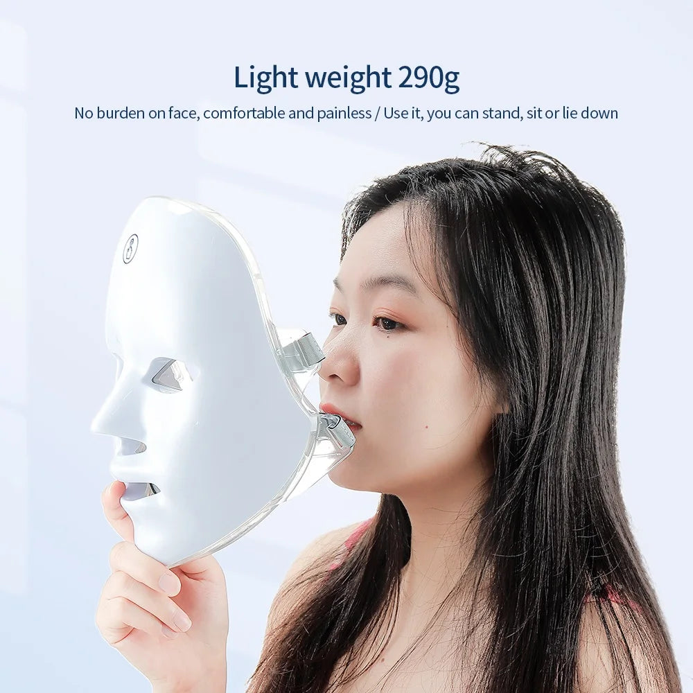 7-Color LED Facial & Neck Mask – Red Light Therapy for Anti-Aging, Skin Tightening & Brightening