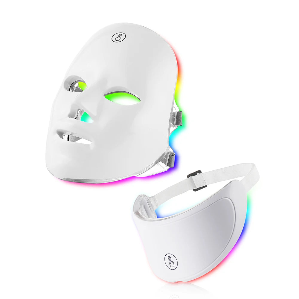 7-Color LED Facial & Neck Mask – Red Light Therapy for Anti-Aging, Skin Tightening & Brightening