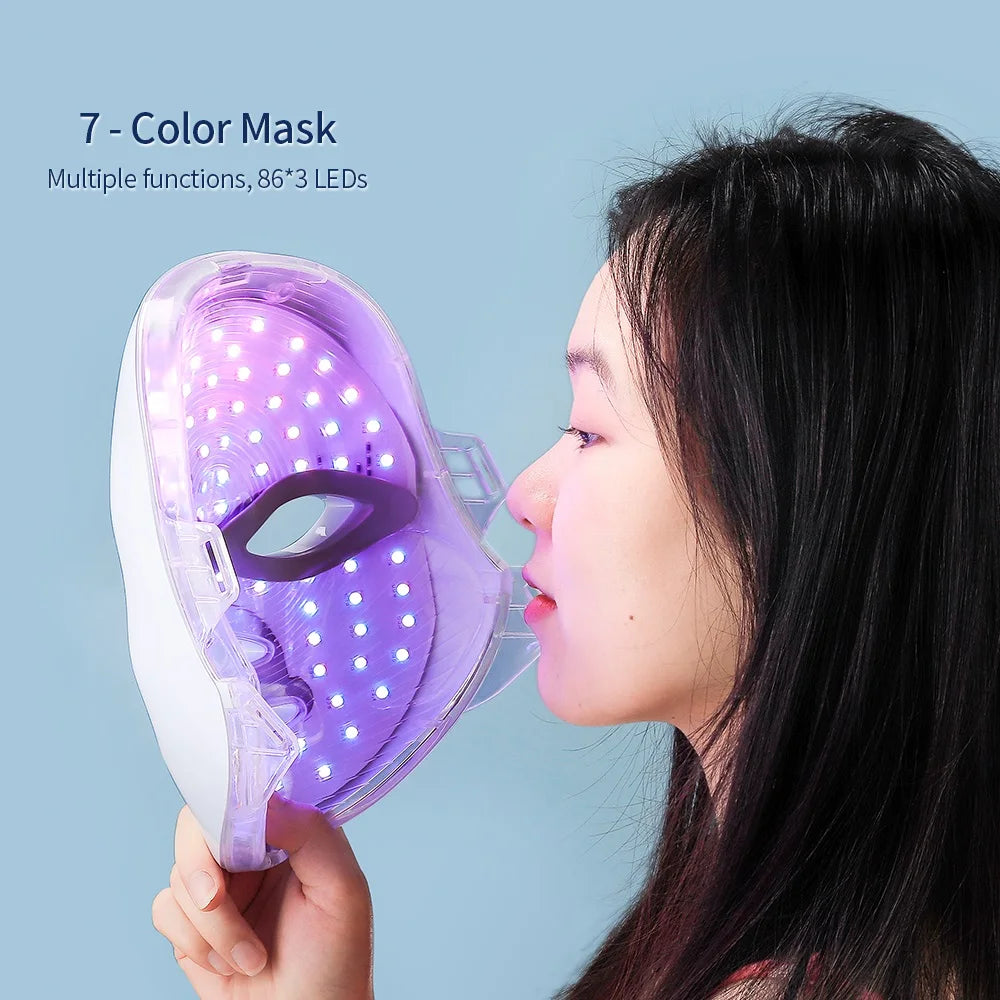 7-Color LED Facial & Neck Mask – Red Light Therapy for Anti-Aging, Skin Tightening & Brightening