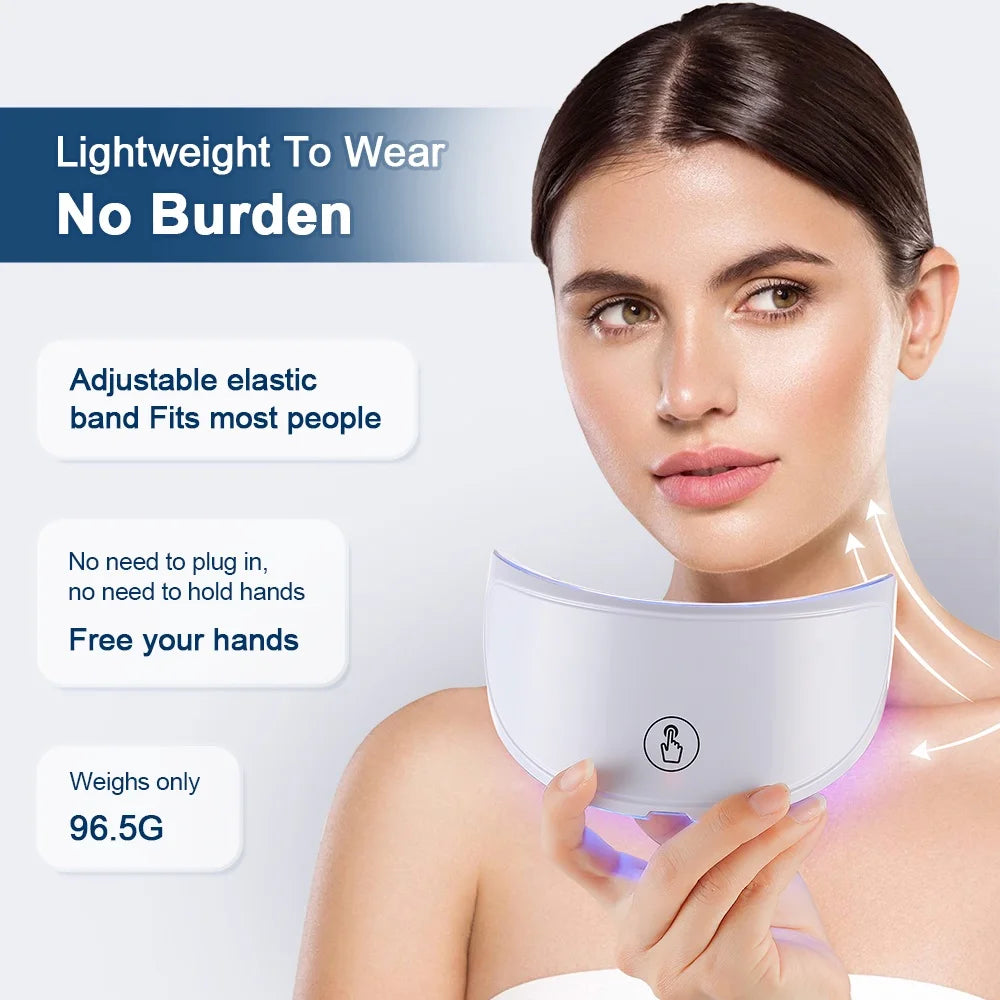 7-Color LED Facial & Neck Mask – Red Light Therapy for Anti-Aging, Skin Tightening & Brightening