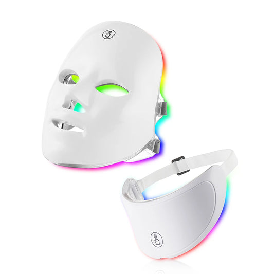 7-Color LED Facial & Neck Mask – Red Light Therapy for Anti-Aging, Skin Tightening & Brightening