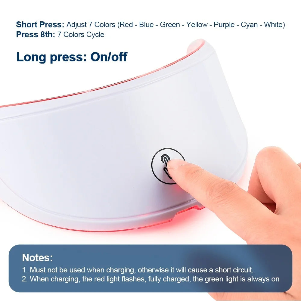 7-Color LED Facial & Neck Mask – Red Light Therapy for Anti-Aging, Skin Tightening & Brightening