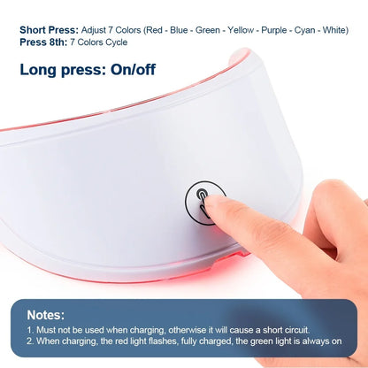 7-Color LED Facial & Neck Mask – Red Light Therapy for Anti-Aging, Skin Tightening & Brightening