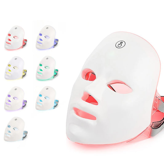 7-Color LED Facial & Neck Mask – Red Light Therapy for Anti-Aging, Skin Tightening & Brightening
