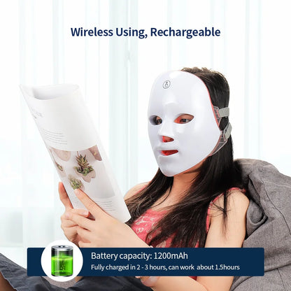 7-Color LED Facial & Neck Mask – Red Light Therapy for Anti-Aging, Skin Tightening & Brightening
