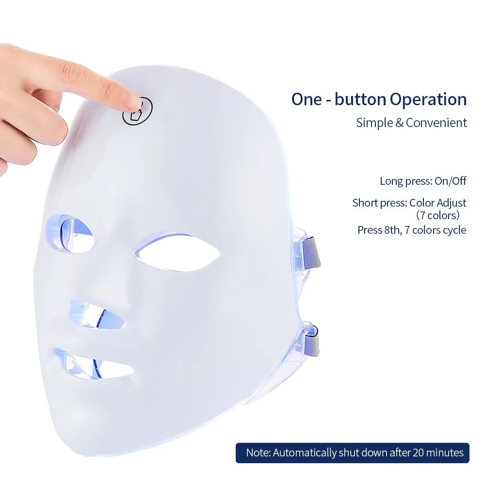 7-Color LED Facial & Neck Mask – Red Light Therapy for Anti-Aging, Skin Tightening & Brightening