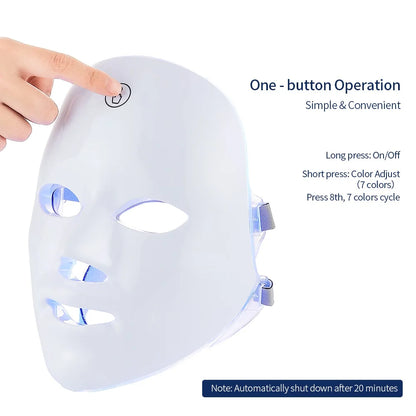 7-Color LED Facial & Neck Mask – Red Light Therapy for Anti-Aging, Skin Tightening & Brightening
